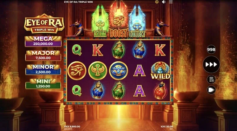 Eye of Ra Triple Win - リールに落ちたWild