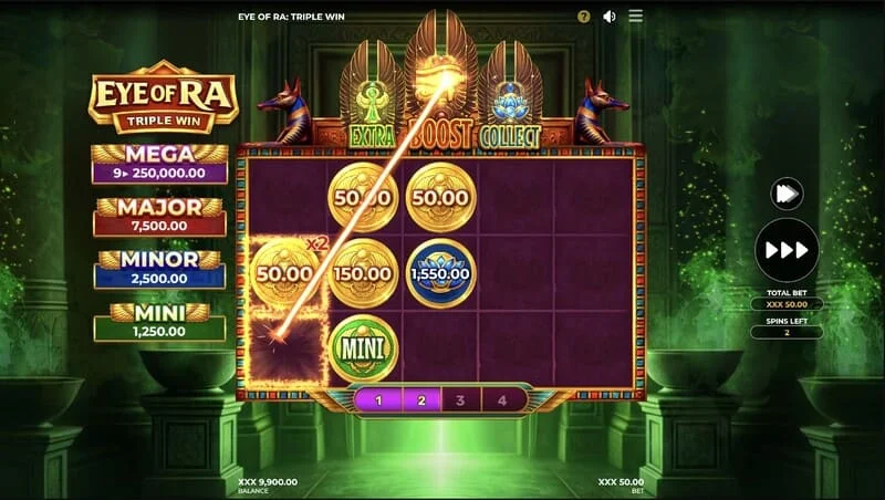Eye of Ra Triple Win - 宝箱を集めた後のライン上の大きな支払い